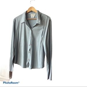 Never worn faux suede baby blue top